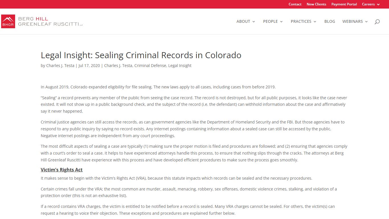 Legal Insight: Sealing Criminal Records in Colorado | BHGR