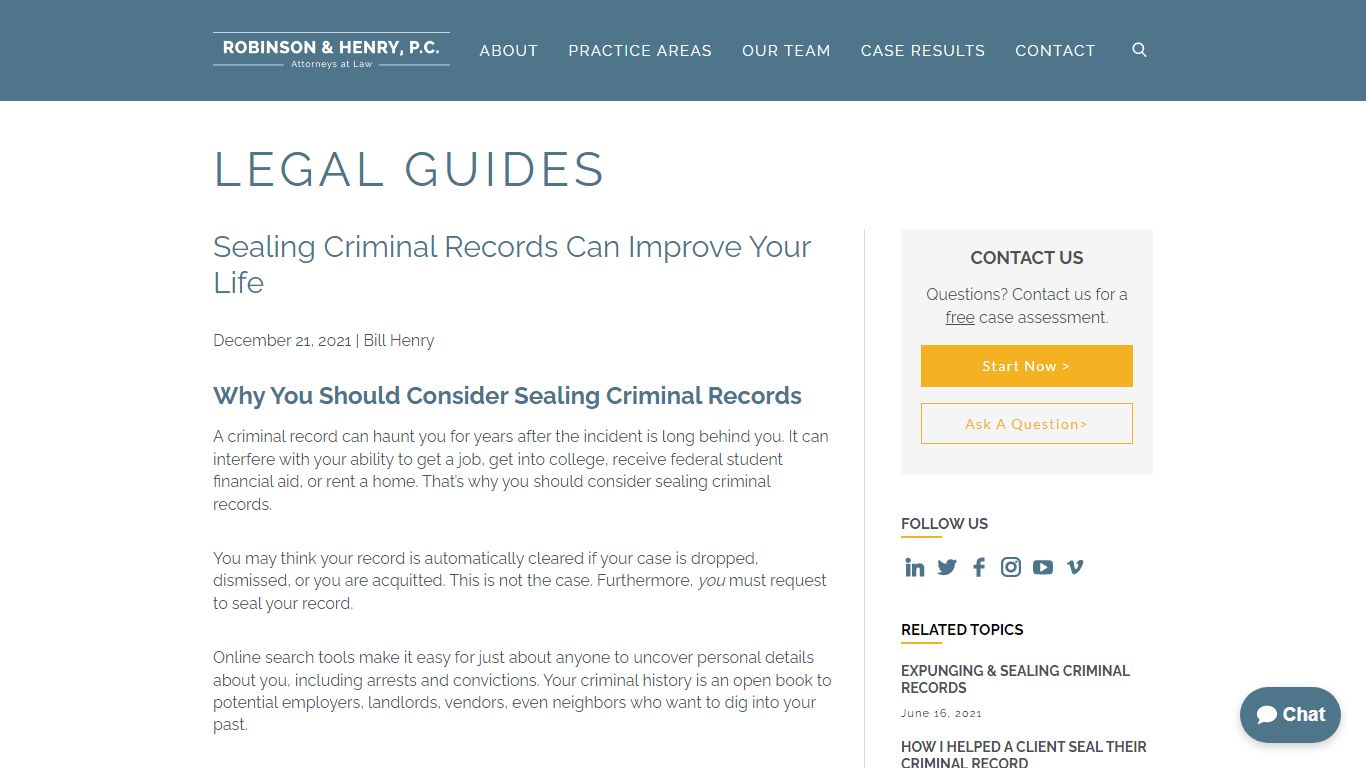 Sealing Criminal Records in Colorado | Robinson & Henry, P.C.