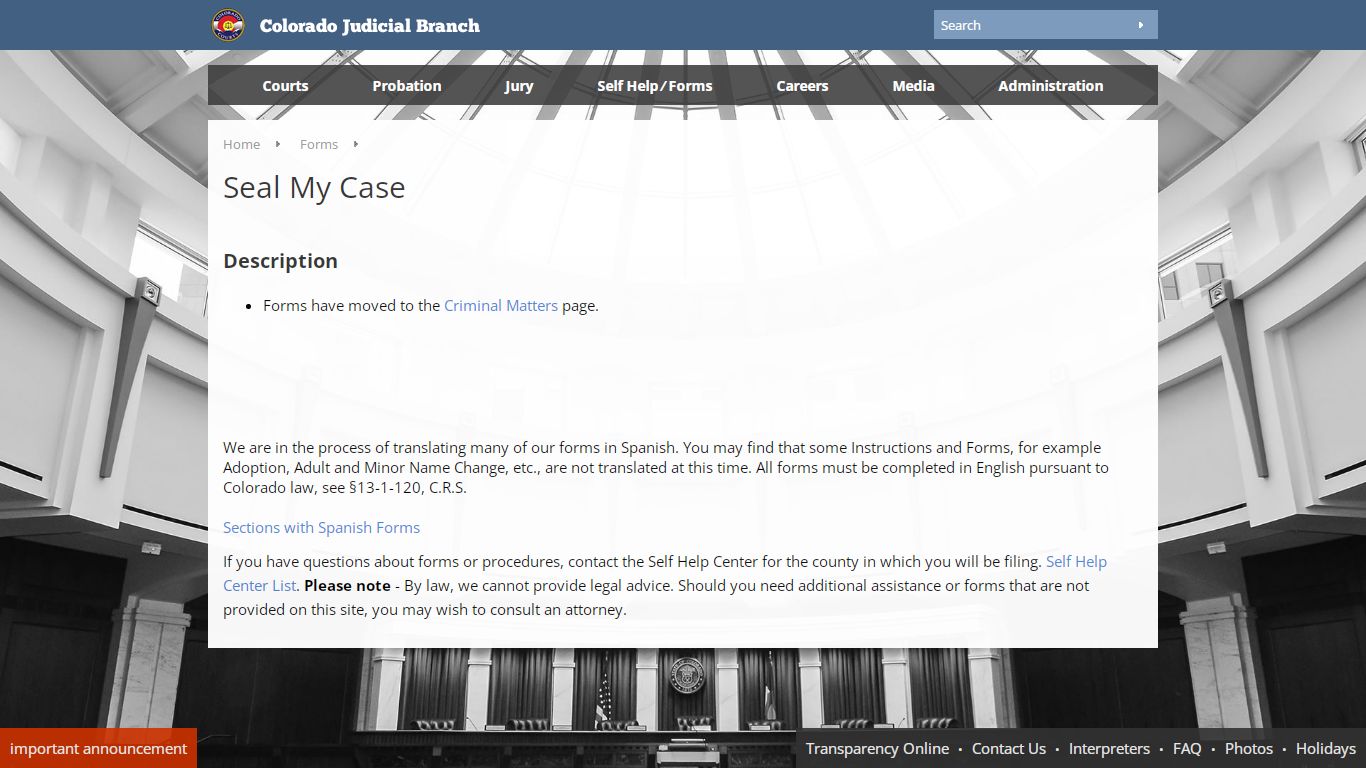 Colorado Judicial Branch - Forms - Seal My Case